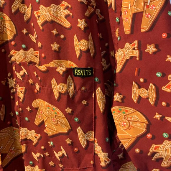 RSVLTS Men's Holiday Star Wars Button Down Shirt Size XL Christmas Rebel Crumbs - Picture 6 of 11